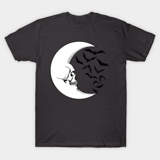 Skull Moon with Bats T-Shirt